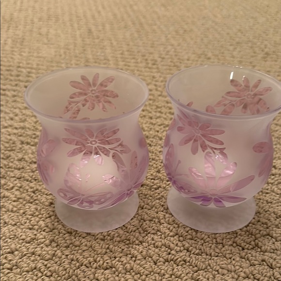 Lenox Crystal Lavender Butterflies Votives, set of 2.  Never used - Picture 4 of 10